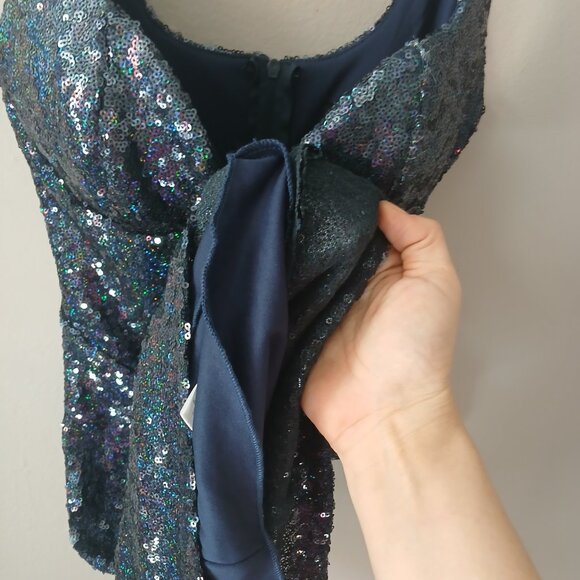 B. Darlin Jrs Sz 1/2 Sequin‎ Sweetheart Mini Dress Blue Zipper Sleeveless Lined - Picture 10 of 16